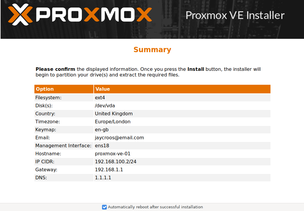 Installing and Configuring Proxmox